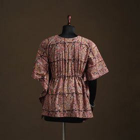 Natural dyed hand block kalamkari print cotton kaftan