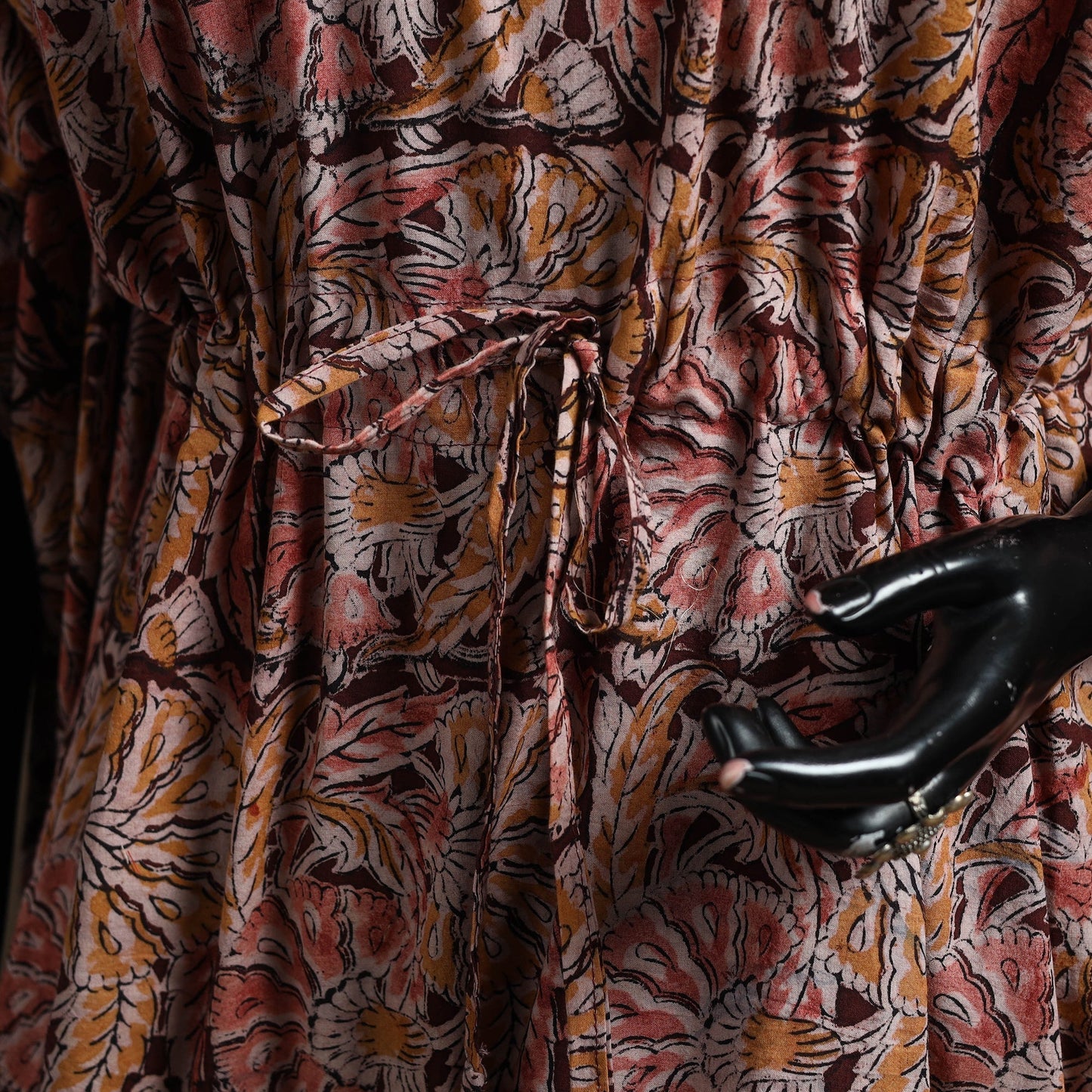 Natural dyed hand block kalamkari print cotton kaftan