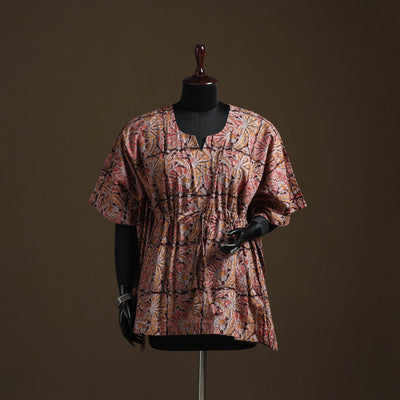 Natural dyed hand block kalamkari print cotton kaftan