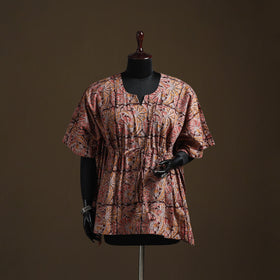 Natural dyed hand block kalamkari print cotton kaftan