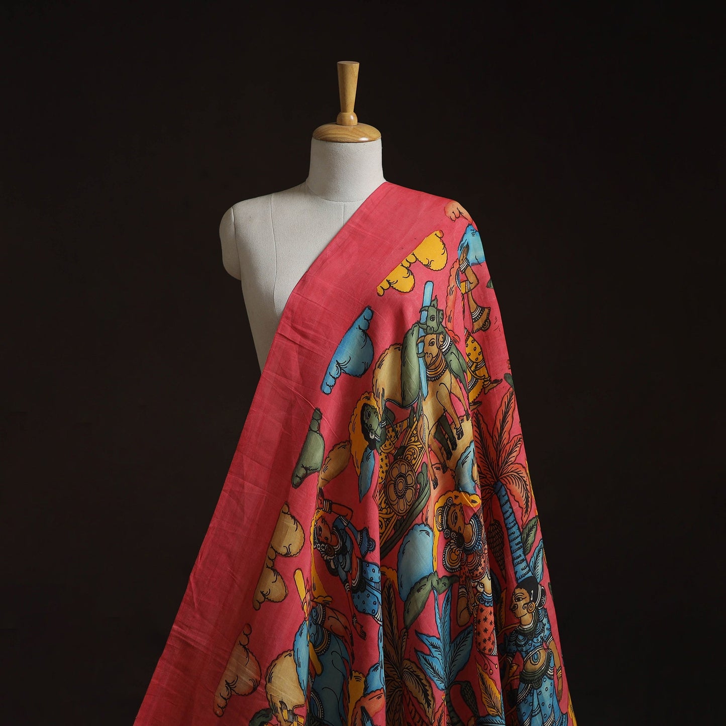 Natural dyed handloom chanderi silk handpainted