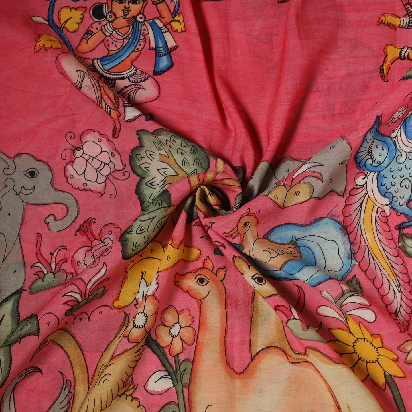 Natural dyed handloom chanderi silk handpainted