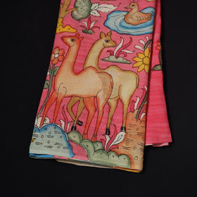 Natural dyed handloom chanderi silk handpainted