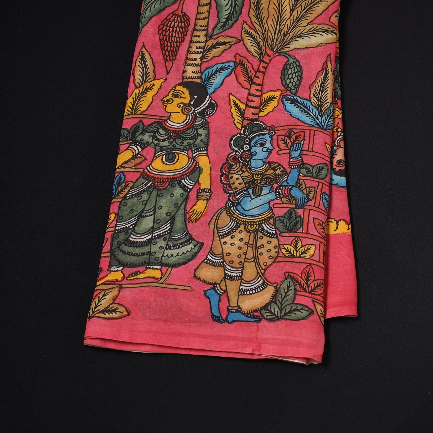 Natural dyed handloom chanderi silk handpainted