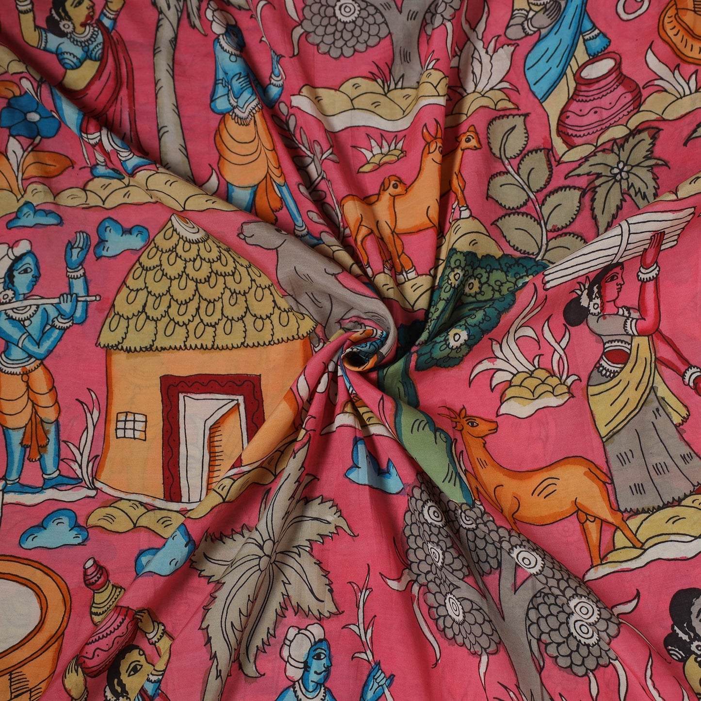 Natural dyed handloom chanderi silk handpainted