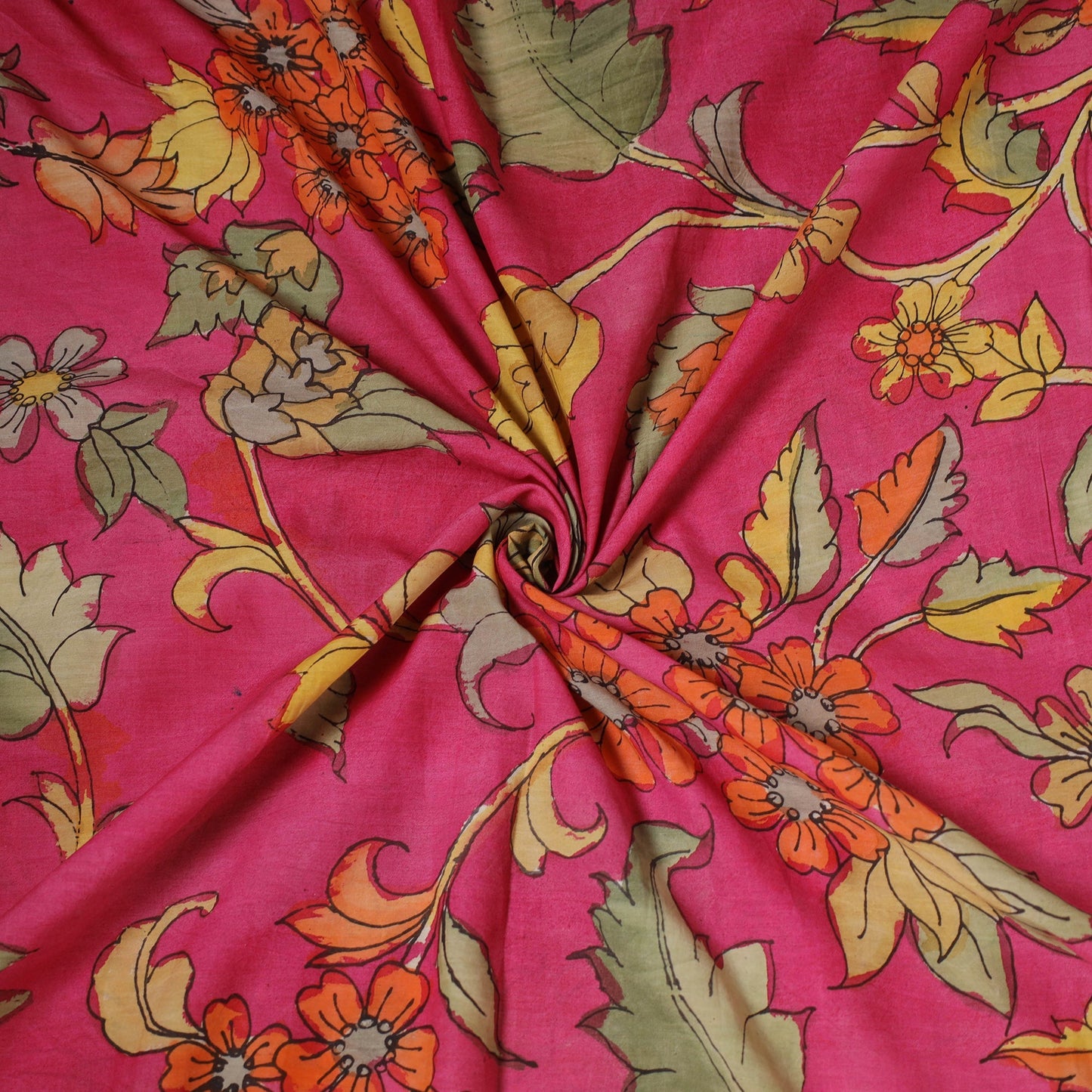 Natural dyed handloom chanderi silk handpainted