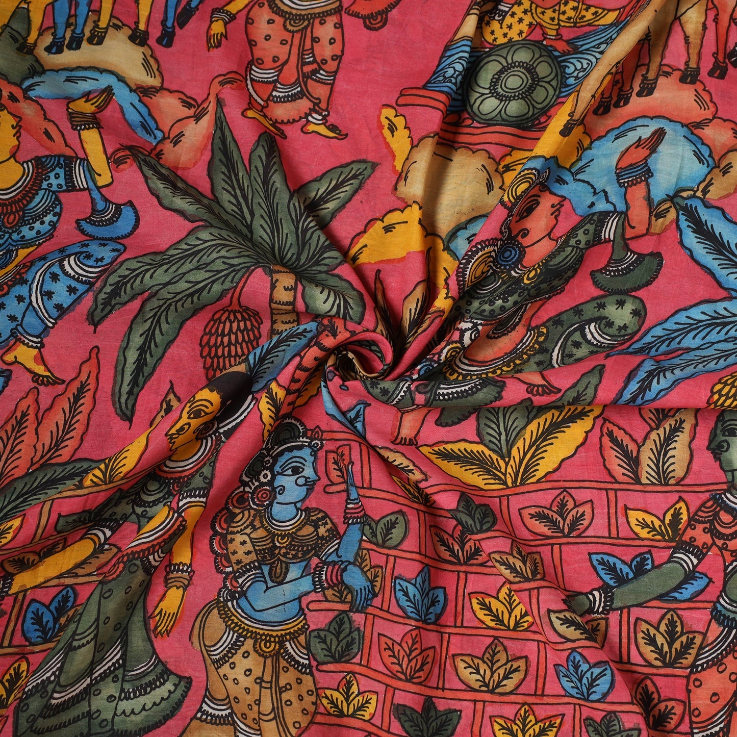 Natural dyed handloom chanderi silk handpainted