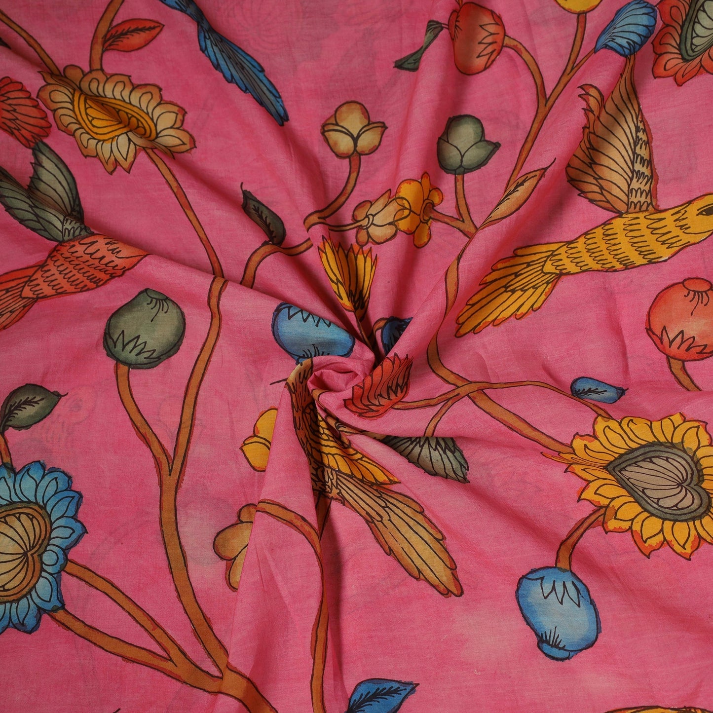 Natural dyed handloom chanderi silk handpainted