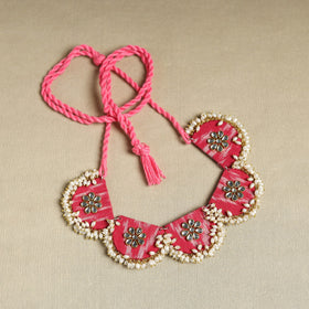  Pink Fabart Pearl & Stone Work Necklace Set