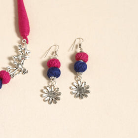 Navratri Special! Pink German Silver Thread Beads Necklace Set