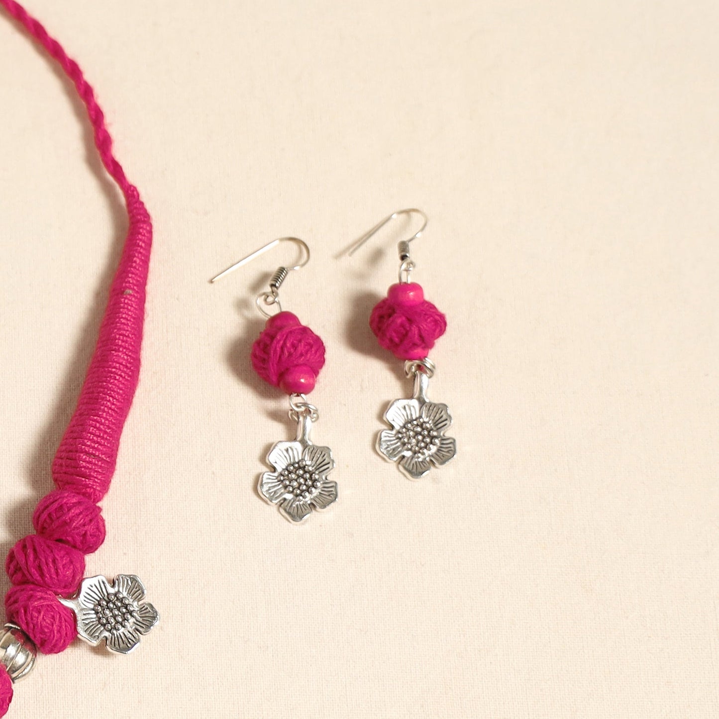 Pink - navratri special! German silver thread beads