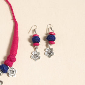 Navratri Special! Pink German Silver Thread Beads Necklace Set
