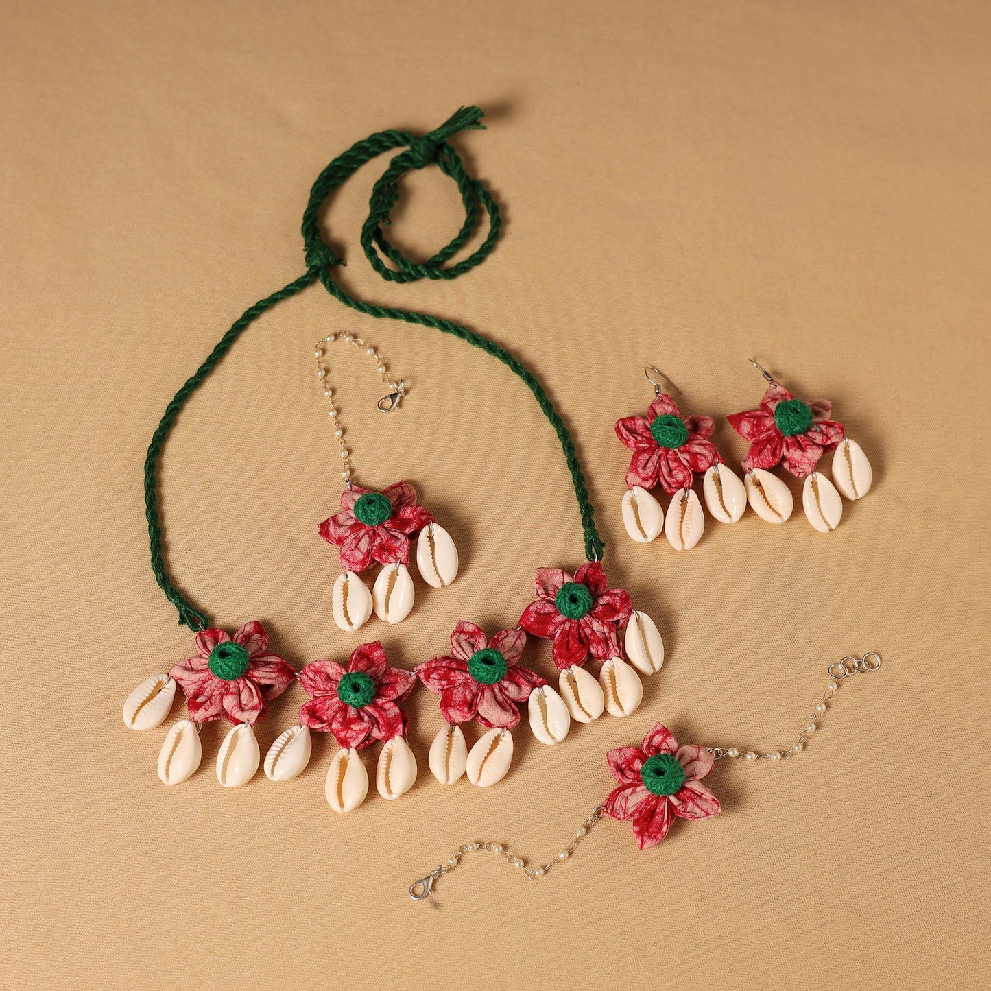 Handmade Fabart Floral Jewellery Set