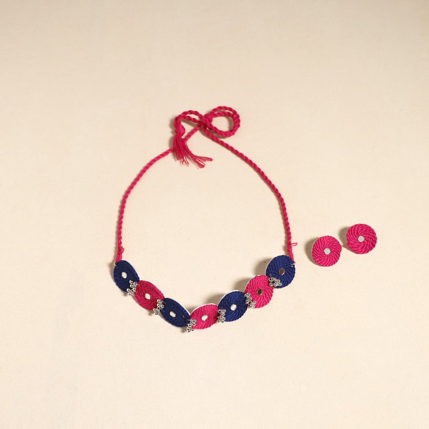 Pink - navratri special! Thread ghungroo & mirror work