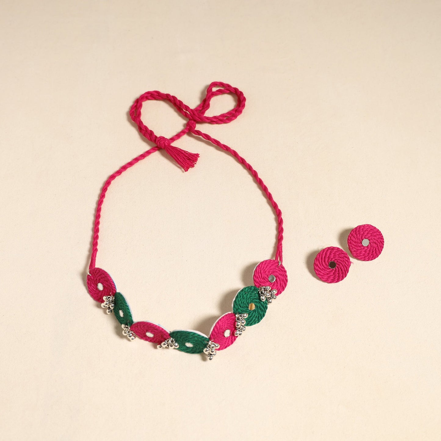 Pink - navratri special! Thread ghungroo & mirror work