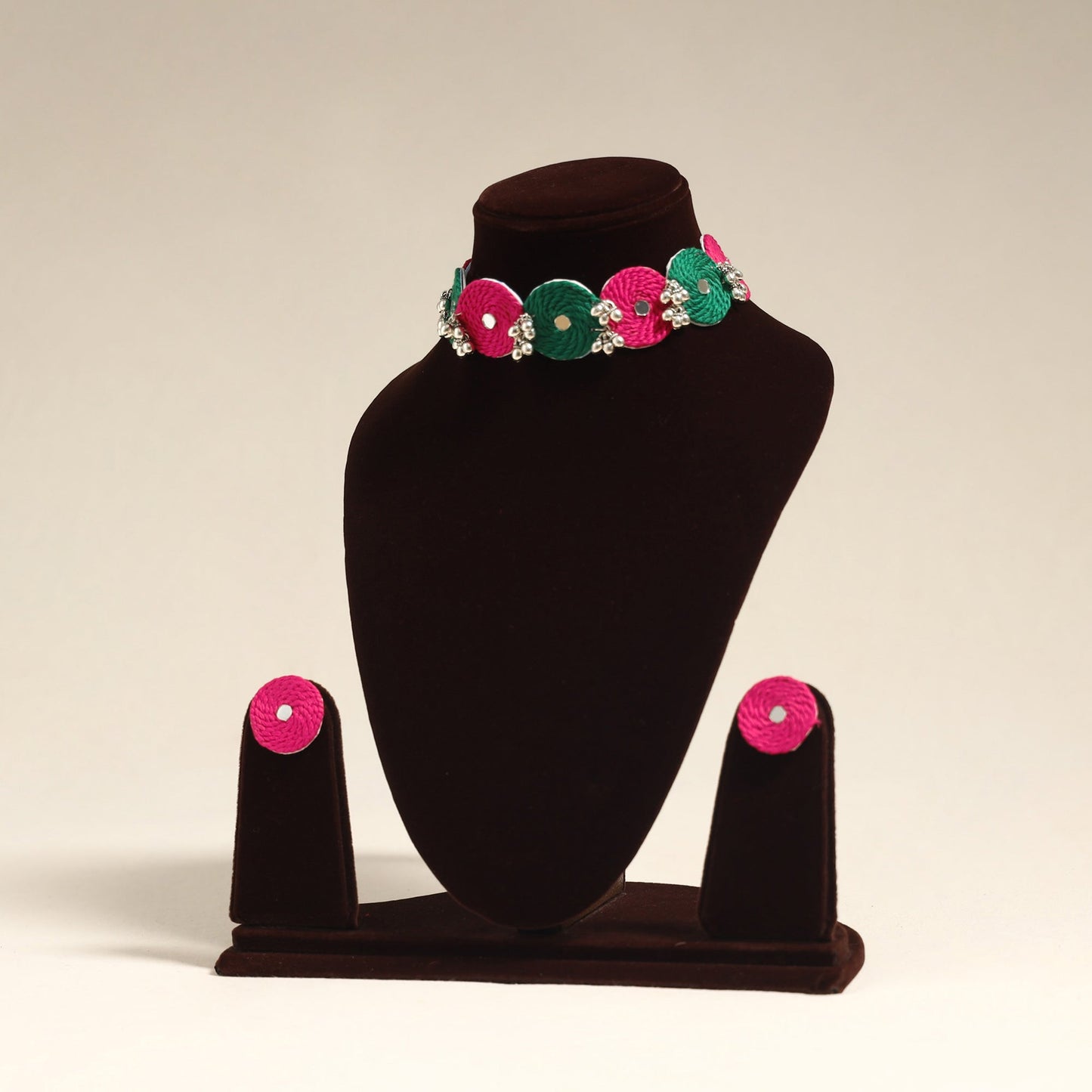 Pink - navratri special! Thread ghungroo & mirror work