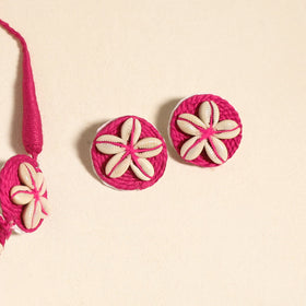 Pink - navratri special! Thread & shell work necklace set