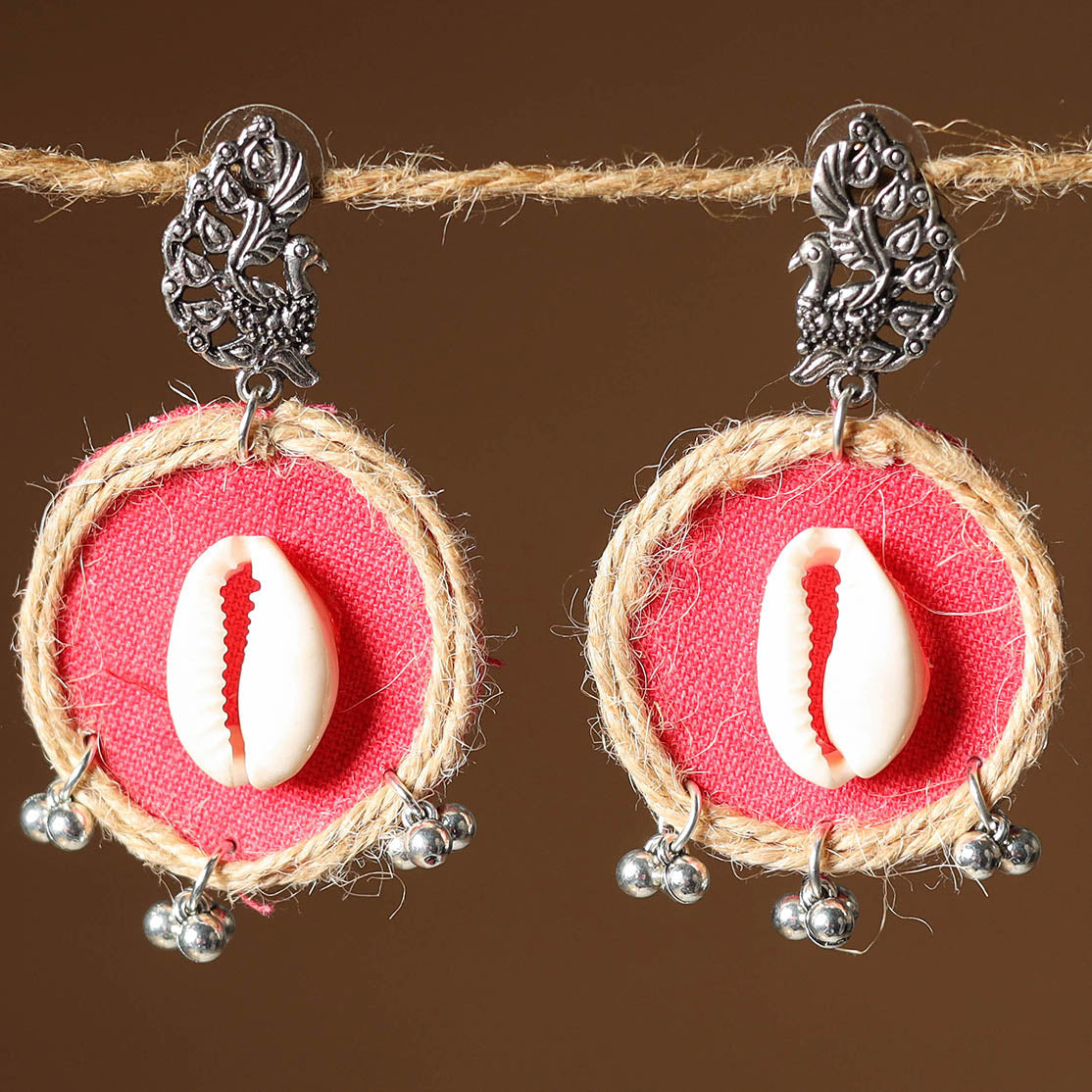 Pink Neha Jute Fabart Handmade Earrings