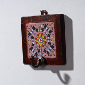  Original Blue Pottery Ceramic Tile Wall Hook Hanger (1 Peg) 
