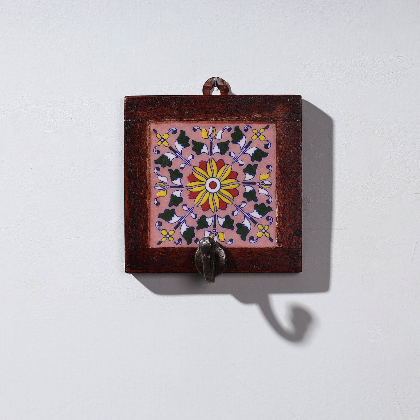  Original Blue Pottery Ceramic Tile Wall Hook Hanger (1 Peg) 