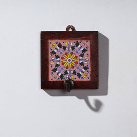  Original Blue Pottery Ceramic Tile Wall Hook Hanger (1 Peg) 