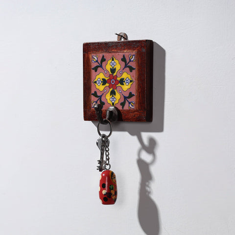  Original Blue Pottery Ceramic Tile Wall Hook Hanger (1 Peg) 