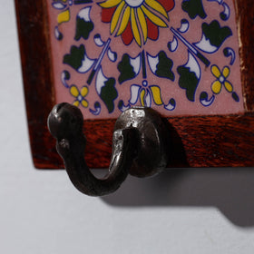  Original Blue Pottery Ceramic Tile Wall Hook Hanger (1 Peg) 
