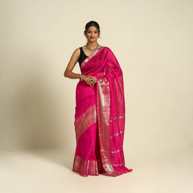 Shop Original Handloom Silk Cotton Pink Mangalagiri Saree