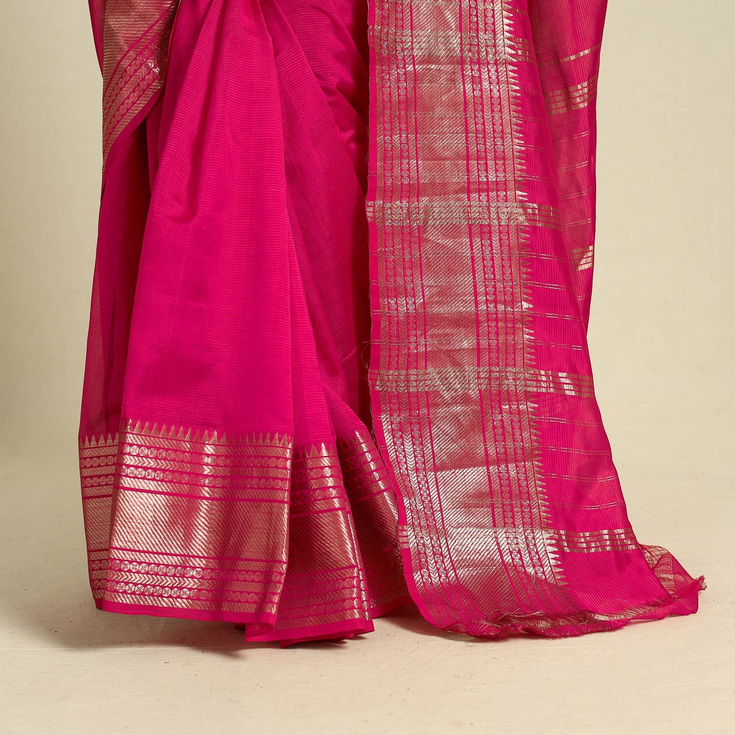 Shop Original Handloom Silk Cotton Pink Mangalagiri Saree