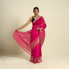 Shop Original Handloom Silk Cotton Pink Mangalagiri Saree