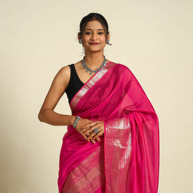 Shop Original Handloom Silk Cotton Pink Mangalagiri Saree