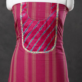 Pink - patchwork cotton jacquard unstitched kurta material