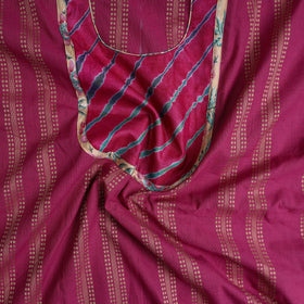 Pink - patchwork cotton jacquard unstitched kurta material