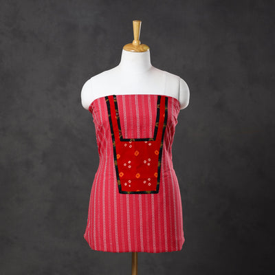 Pink - patchwork cotton jacquard unstitched kurta material