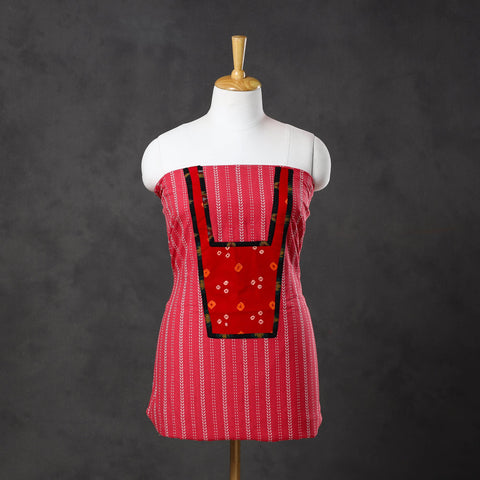 Pink - patchwork cotton jacquard unstitched kurta material