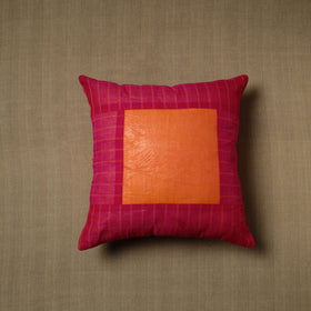 Pink - patchwork cotton kanchipuram cushion cover (16 x 16