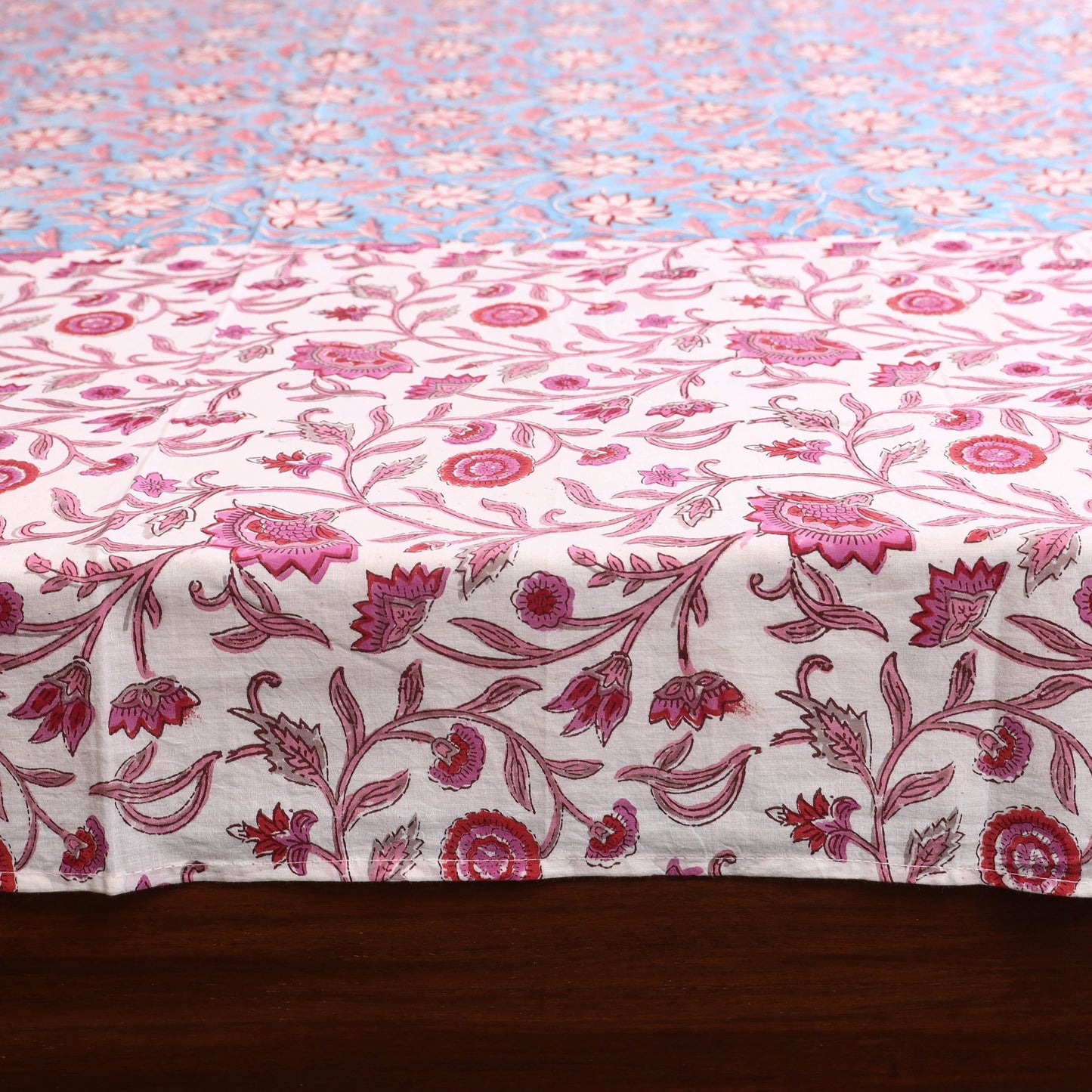 Patchwork hand double sanganeri bedsheet set (108 x 90 in)