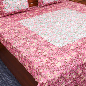 Patchwork hand double sanganeri bedsheet set (108 x 90 in)
