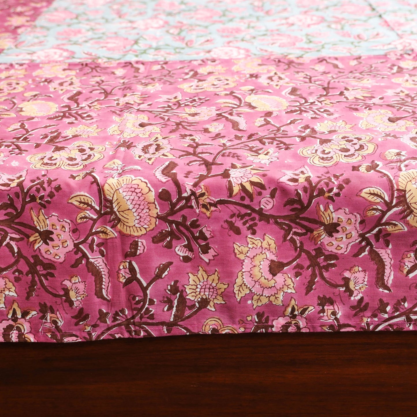 Patchwork hand double sanganeri bedsheet set (108 x 90 in)