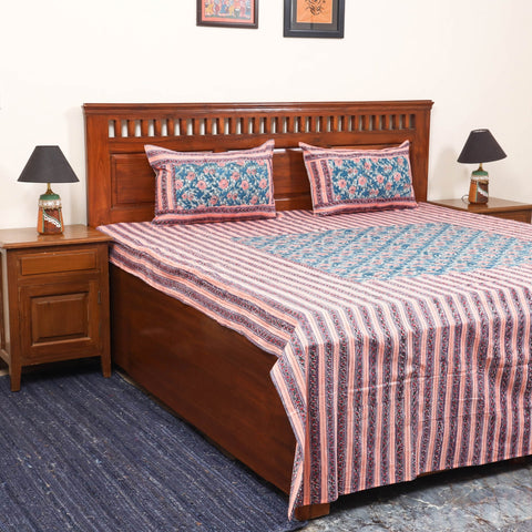 Patchwork hand double sanganeri bedsheet set (108 x 90 in)