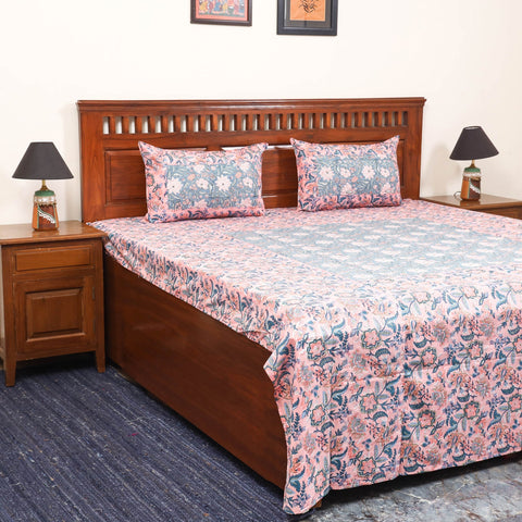 Patchwork hand double sanganeri bedsheet set (108 x 90 in)