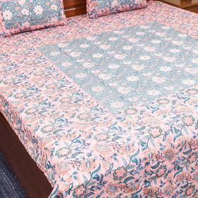 Patchwork hand double sanganeri bedsheet set (108 x 90 in)
