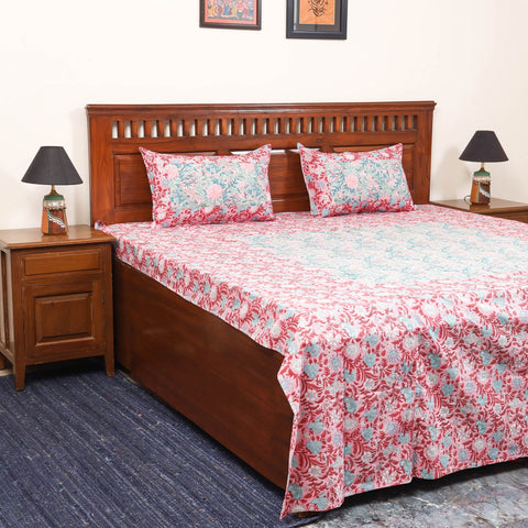 Patchwork hand double sanganeri bedsheet set (108 x 90 in)