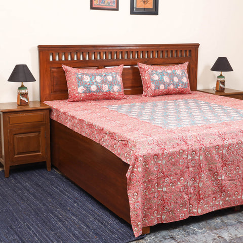 Patchwork hand double sanganeri bedsheet set (108 x 90 in)