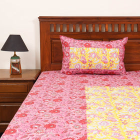 Patchwork hand double sanganeri bedsheet set (108 x 90 in)