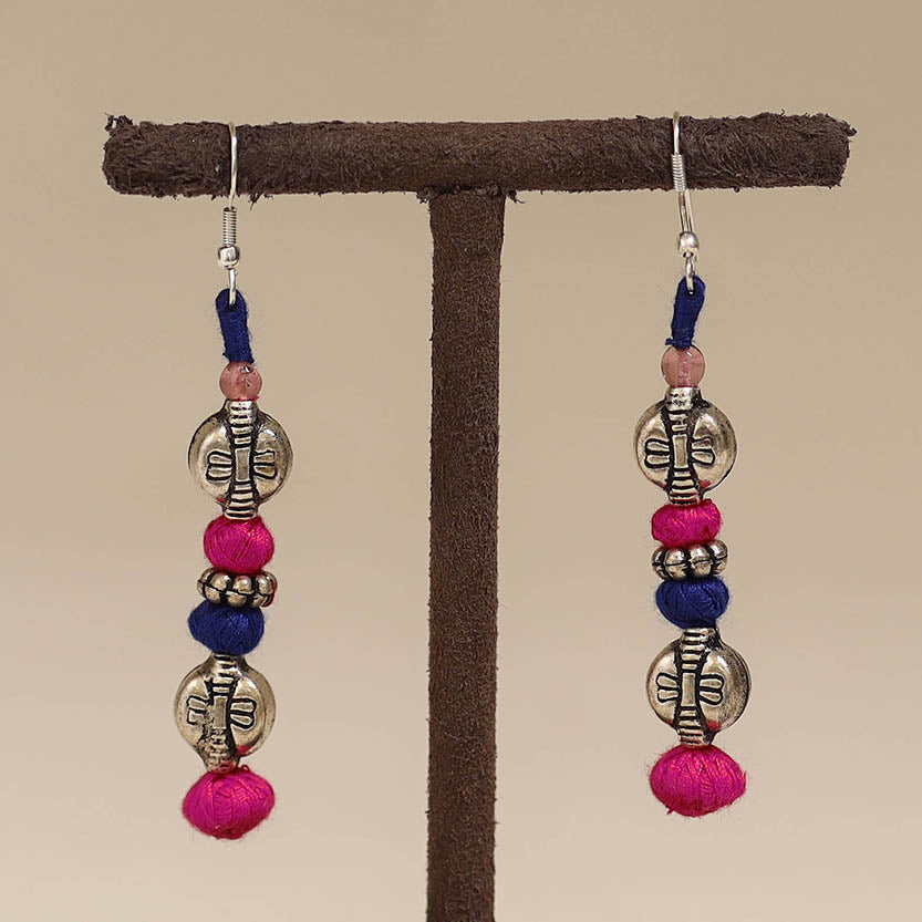 Pink - patwa thread beads earrings by kailash 47