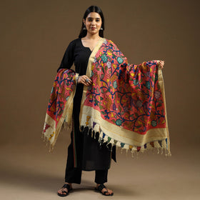 Pen Work Mangalagiri Cotton Handpainted Kalamkari Dupatta