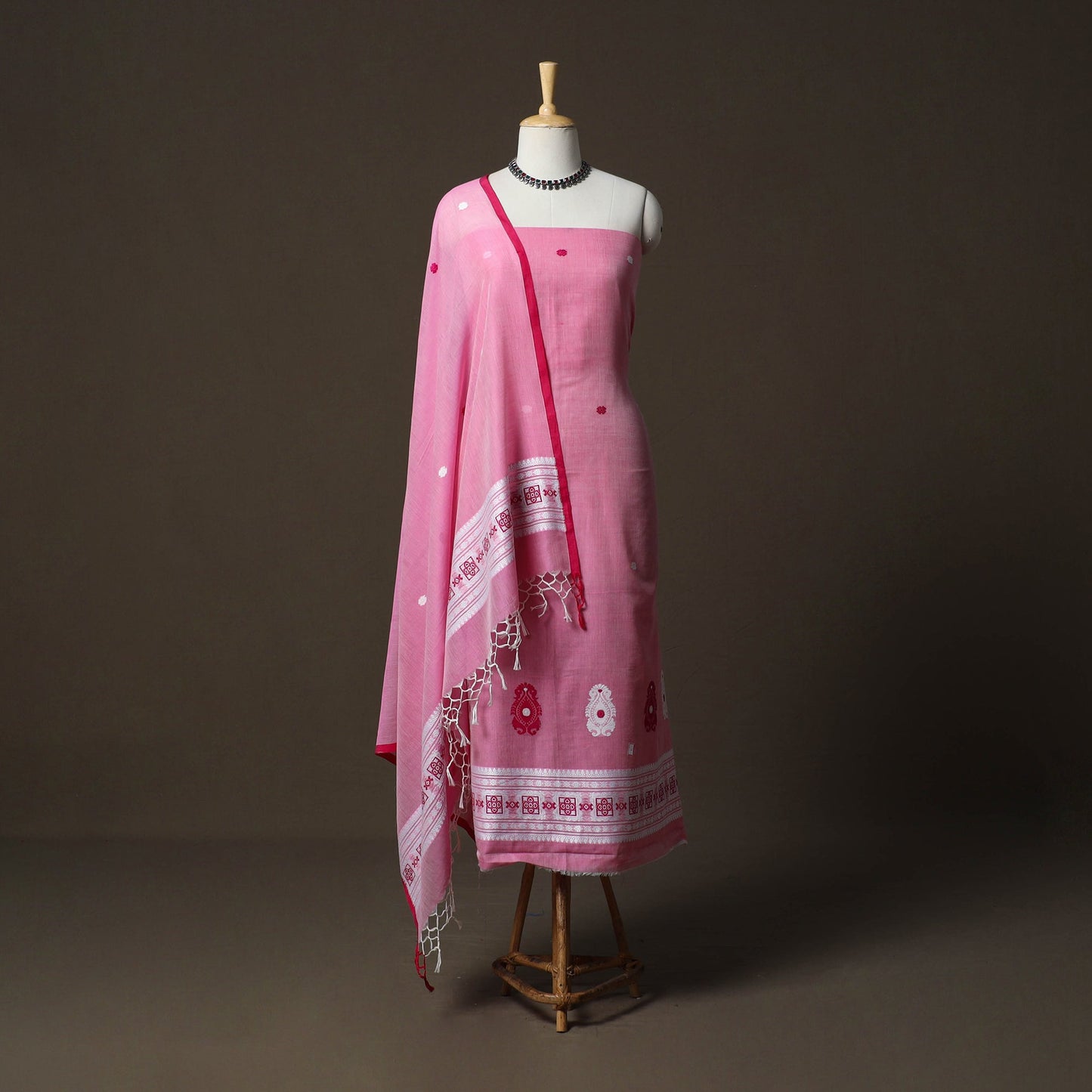 Phulia jamdani zari buti cotton 2pc unstitched dress