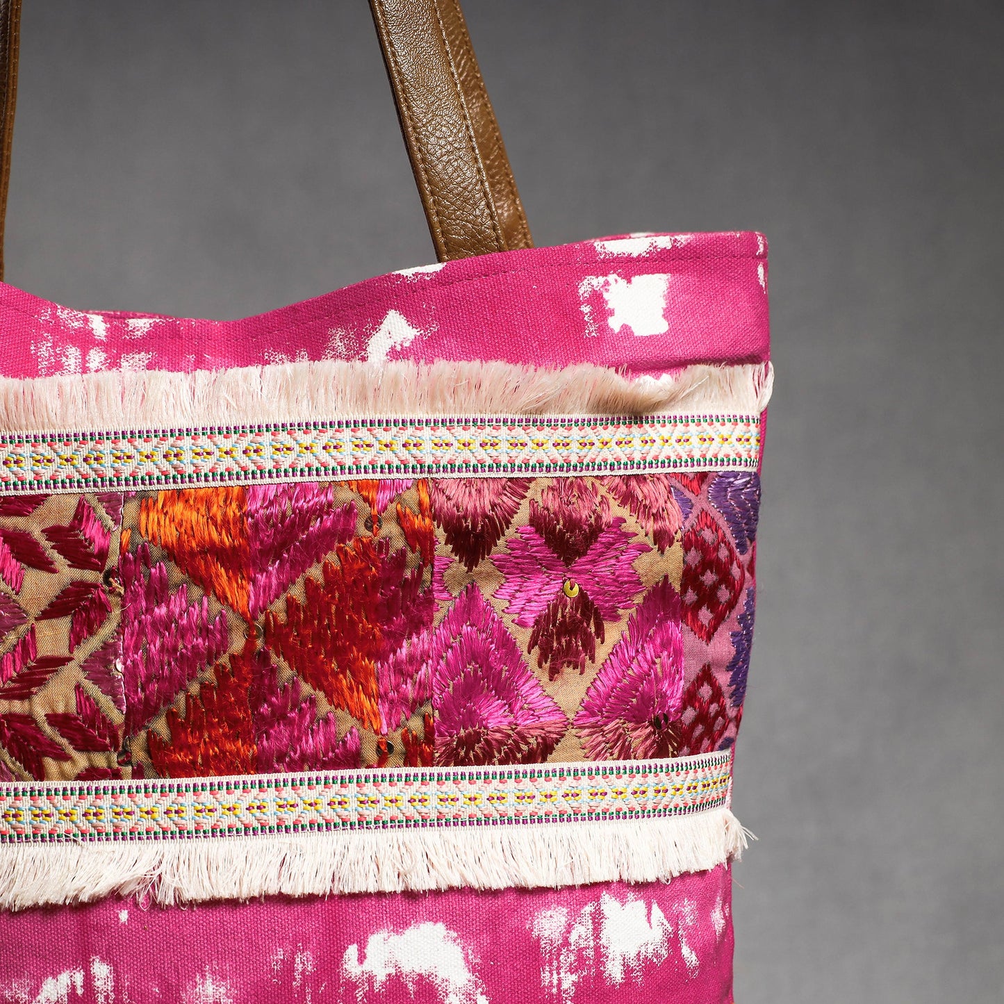Buy Phulkari Embroidery Canvas Cotton Tote Bag Online at iTokri.com