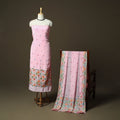 Phulkari hand embroidered crepe silk 3pc unstitched dress
